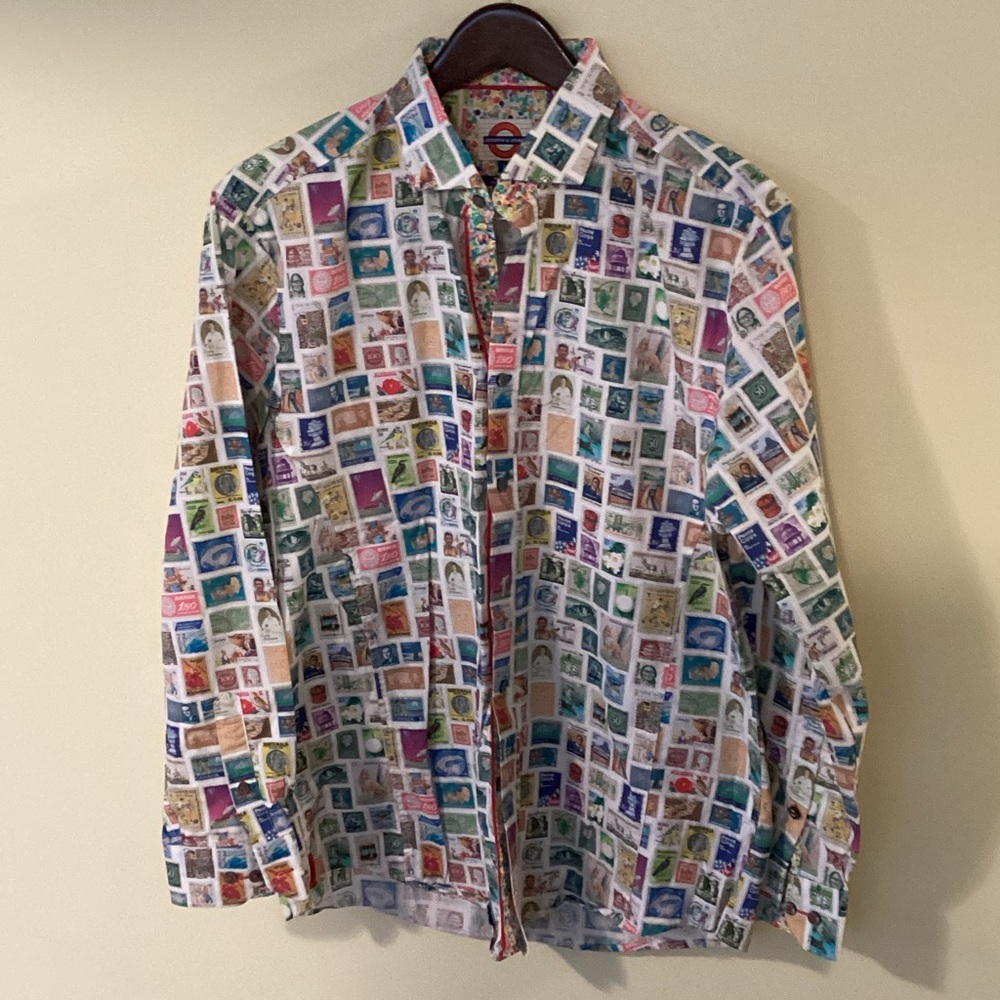 Jeremy & Bond Colourful Stamp Print Button-Up Shirt